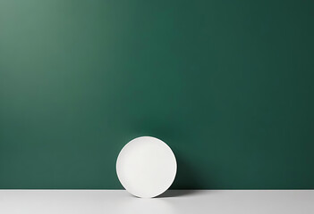 Minimal dark green canvas on green wall background