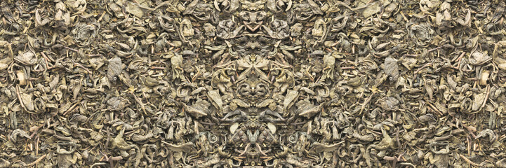 Dry Green Tea Leaves Background