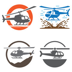 Obraz premium Helicopter Silhouette vector logo icon set.