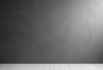 Empty black wall with white wooden floor background