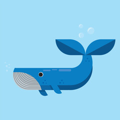 Illustrated drawing whale in under water cute concept in flat drawing design in vector .