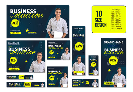 Business Web Banners Of Different Sizes With Light Color