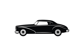Fototapeta premium Elegant Classic Car Illustration Vintage Automobile Design with Smooth Lines and a Retro Aesthetic in Black and White silhouette sleek black