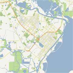 Fototapeta premium Map of Port Arthur in Texas in a normal road map style. Contains layered vector with roads water, parks, etc.