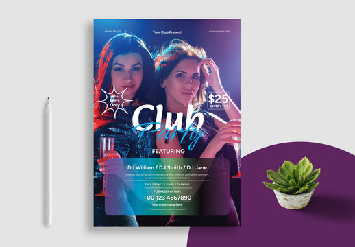 Girls Club Party Poster Template