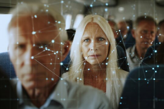 Digital pathways: a woman's journey through urban safety grids. Street safety. Navigating urban dangers: staying alert while traveling in big cities. City travel tips. Travel safety tips.