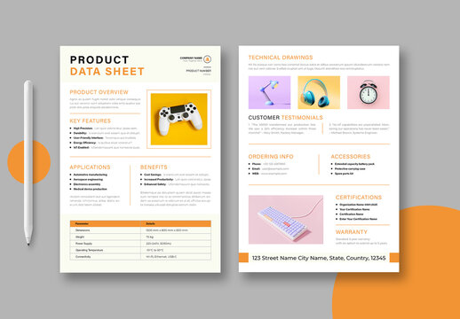 Product Data Sheet Template Layout
