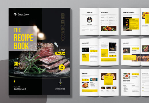 Recipe Book Layout With Yellow Accents
