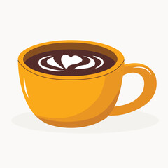 yellow coffee cup with foam pattern isolate