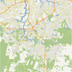 Map of Chesapeake in Virginia in a normal road map style. Contains layered vector with roads water, parks, etc.