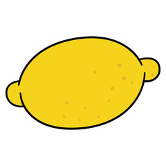 Hand drawn cartoon lemon on white background.
