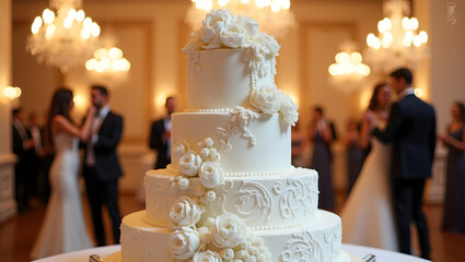 Timeless Romance, The Radiant Centerpiece of a Dream Wedding, Embodying Elegance, Celebration, and Sweet Beginnings 