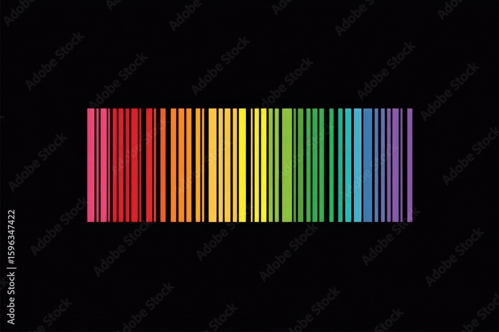 Poster vibrant full spectrum of colored vertical bars on black background in a long detailed pattern for mo