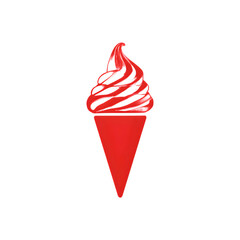 A vibrant red ice cream cone with soft serve swirl, perfect for summer treats and dessert branding.