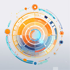 Dynamic, futuristic design with contrasting elements. Intricate geometric shapes and glowing accents