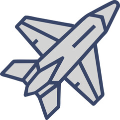 Fighter Jet Vector Icon in Flight View