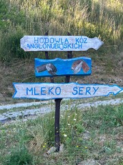 Tablica, drogowskaz informacyjny ser kozi  © Maciej G. Szling