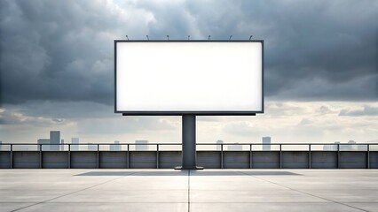 Blank billboard on city rooftop empty