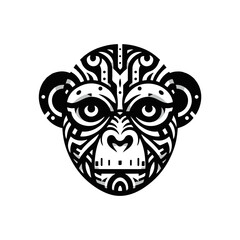 Flat design of tribal chimpanzee head mask