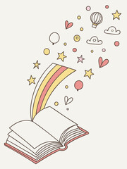 open book with a heart shape