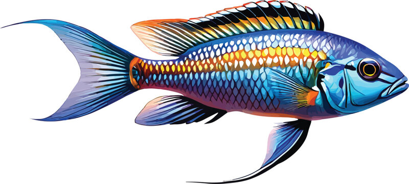Cute cartoon a illustrator vector cichlid