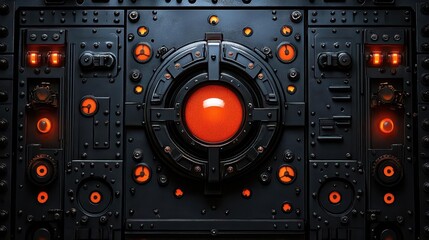 Fototapeta premium Cyberpunk Panel: Glowing Orange Lights