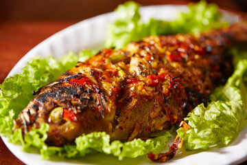 Grilled fish with spicy seasoning