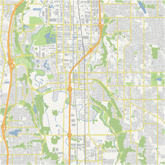 Map of Kent in Washington in a normal road map style. Contains layered vector with roads water, parks, etc.