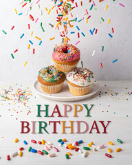 Vibrant Birthday Donuts Festive Sprinkles  Delicious Celebration Isolated On Transparent Background