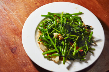 Vietnamese food, stir-fried fresh vegetables 