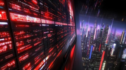 Cyberpunk Cityscape: Data Streams