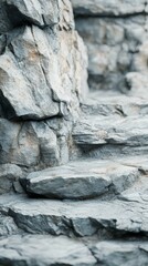 Fototapeta premium Grey Stone Steps on Cliff Face with Detailed Rock Texture