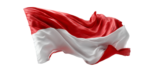 Waving Indonesian Flag Red and White Fabric Texture.