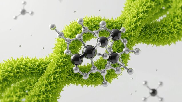 Tranexamic Acid molecule depicted in a soft silver tone against a minimal gray background, showcasing an elegant 3D medical concept.