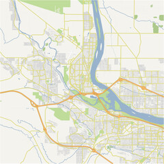 Map of Richland in Washington in a normal road map style. Contains layered vector with roads water, parks, etc.