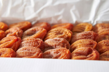 Dried persimmons in a box