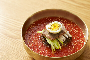 Korean traditional food Cold Buckwheat Noodles  