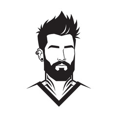 Stylish bearded man silhouette, Silhouette of stylish men's haircut and beard