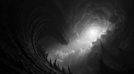 Abstract Black And White Pixelated Landscape