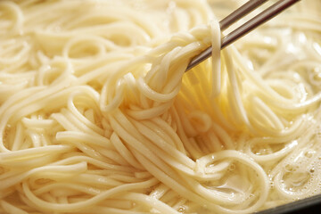 noodles boiled in a pot