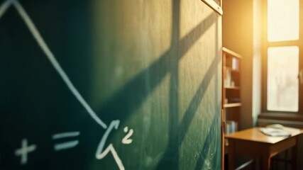 Illustration of the Pythagorean Theorem with geometric right triangle and squares against a chalkboard backdrop – Pythagorean Theorem Day educational concept