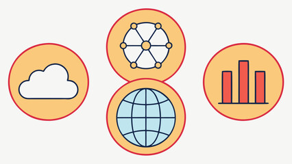 Financial technology Collection of technology and data icons set for digital applications