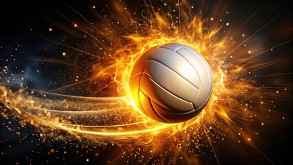 Fototapeta premium Fiery Volleyball Speed and Power A Dynamic Action Shot of a Ball Blazing Through the Air