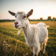 Fototapeta premium white goat on pasture