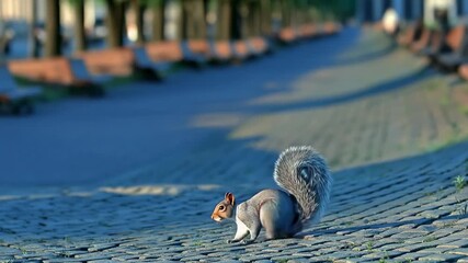 Squirrel on cobblestones - Powered by Adobe