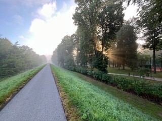 Ścieżka rowerów euro velo Nowy Sącz wschód słońca