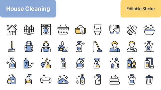 Ultimate House Cleaning Icon Set Sparkling Clean Illustrations for Your Projects