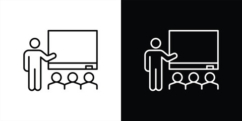 the classroom icon. contain teaching, collaborative learning, heartbeat of in person education thin line style icon symbol sign for your app web. vector illustration