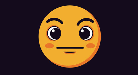 Fototapeta premium Yellow Emoji with Neutral Expression and Blush.
