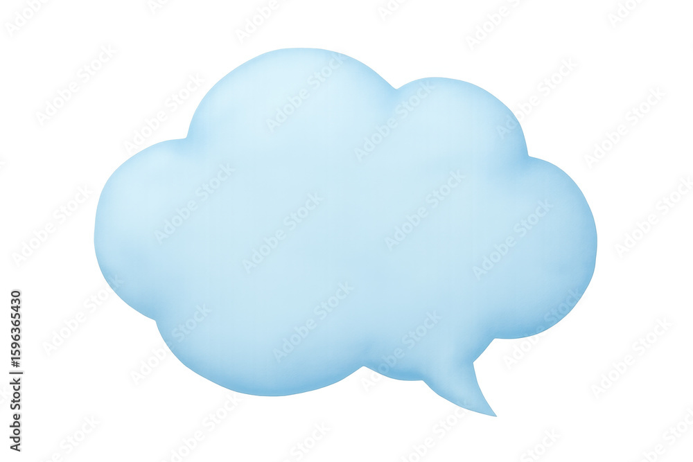 Poster light blue thought bubble floating on a transparent background, ideal for inserting into photo editi